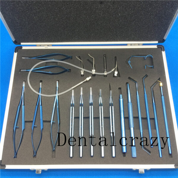 21pcs Ophthalmic Cataract & Intraocular Set Surgical Instrument Eye Micro Surgery Tools