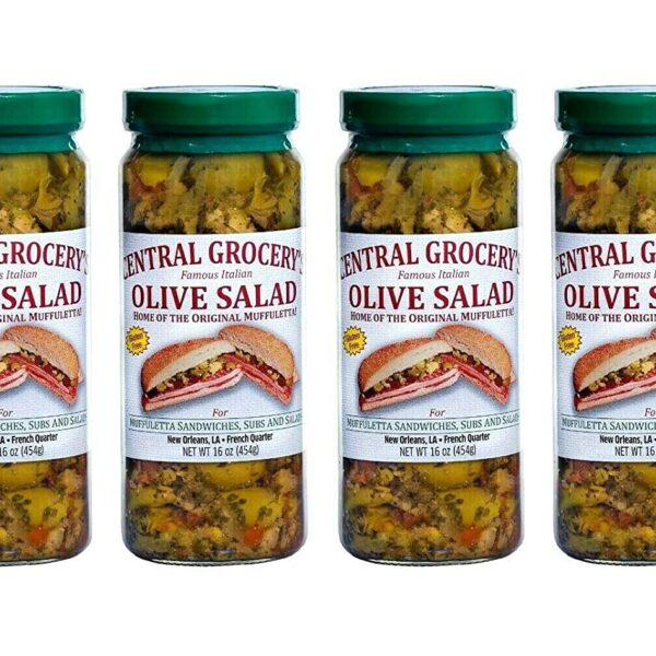 Central Grocery's Regular Mufflata Famous Italian Olive Salad 4 Jars 16oz/454g Each