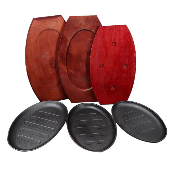 Steak Set Elaborate Barbecue Fajita Sizzling Platter Plate Outdoor Pans Wear-resistant Authentic Cooking Holder 12 inch