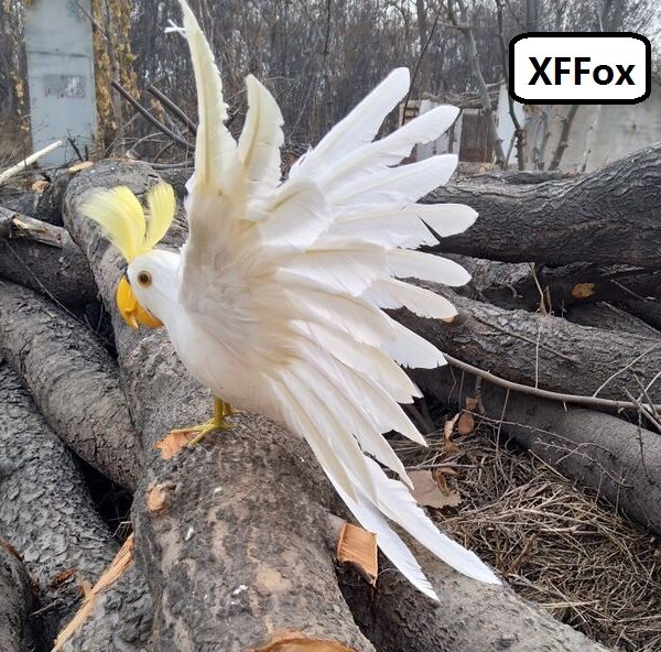 cute real life wings white parrot model foam&feather yellow mouth cockatoo bird doll gift about 35x50cm d0243